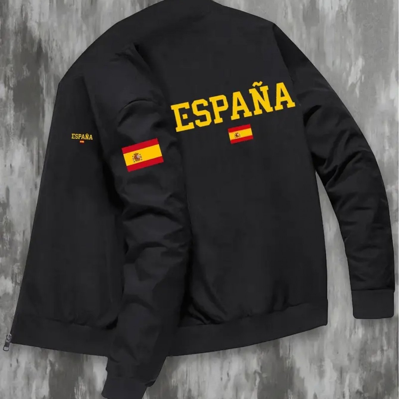 TEMU Chaqueta para hombre con de España - Cierre de cremallera color estilo béisbol con española y amarilla, adecuada para uso casual y formal, de