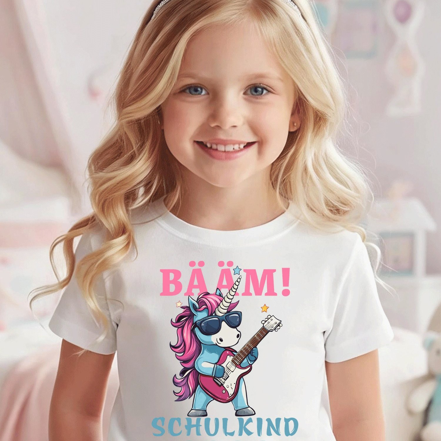 Image of Baeaem Schulkind 2026 Einhorn Einschulung Comfortable Casual Crew Neck Tee For Boys And Girls T Shirt, 200g