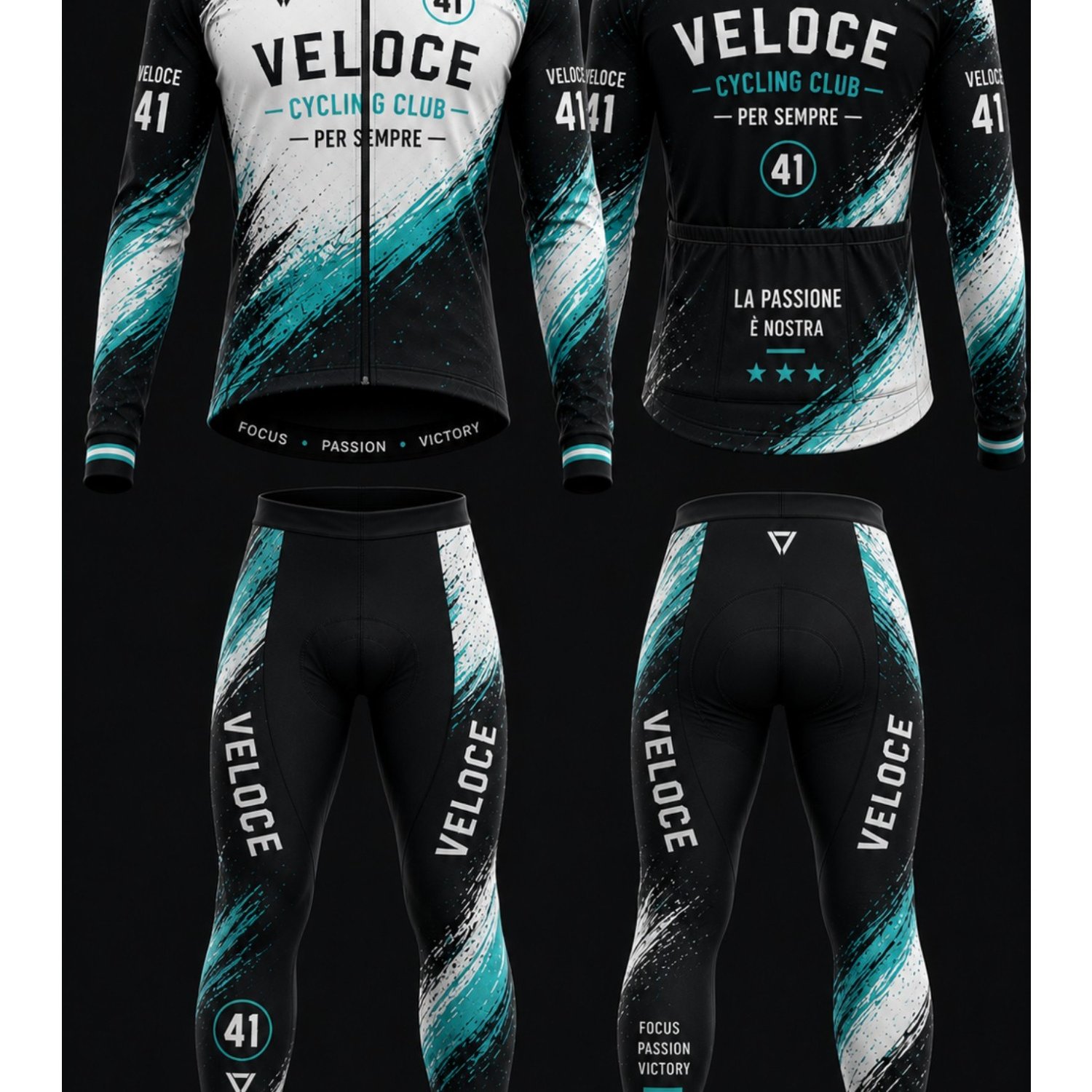 Image of 2pcs Mens Outdoor Sports Long Sleeve Cycling Set Quick Dry Moisture Wicking Breathable Stretch Suit Great For Riding Training And Daily