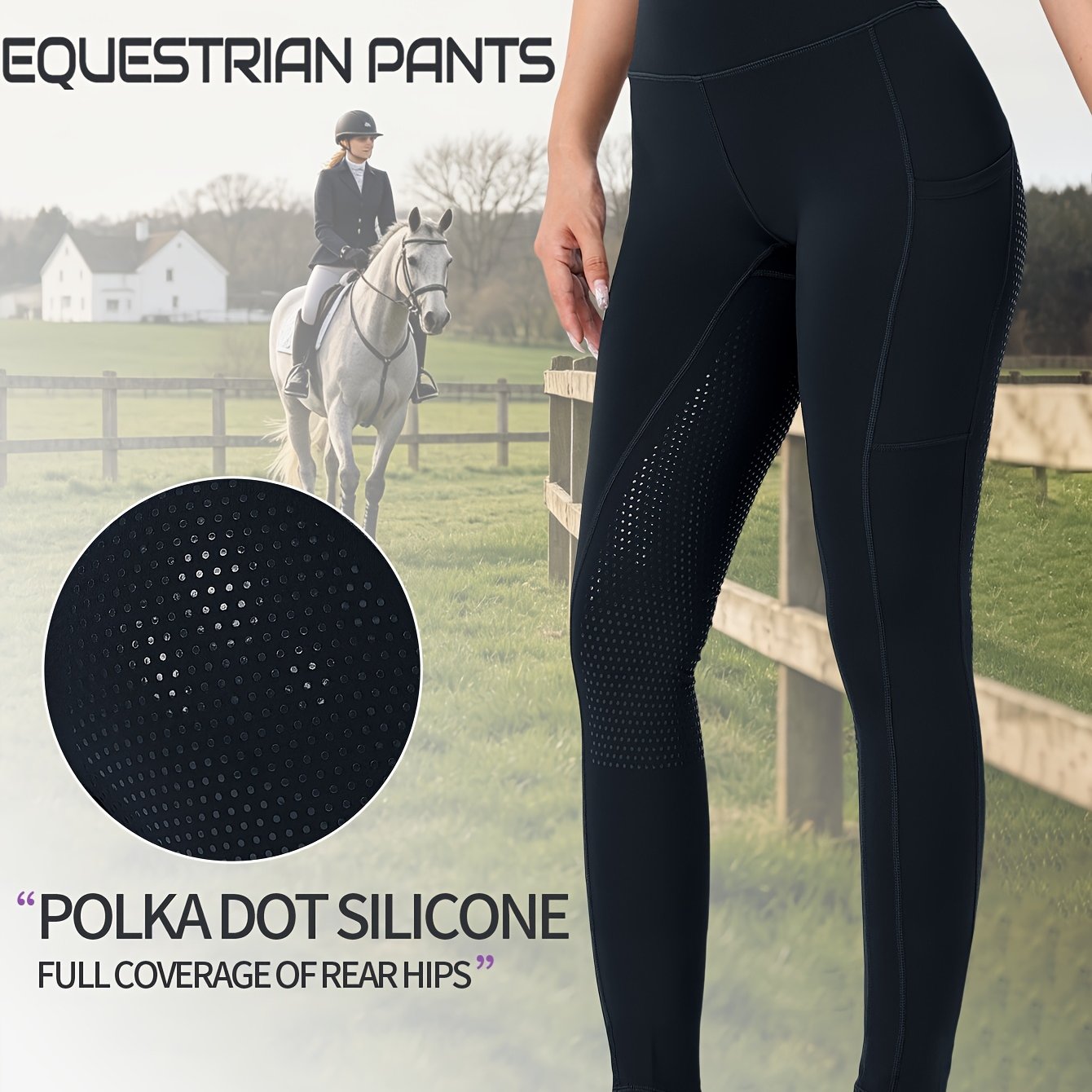 Image of 1pc Women's Riding Pants, Riding Trousers Equestrian Pants Shaping High-elastic Tight Leggings With Pockets, Print Quick-dry High-waist -lifting Breathable Riding Pants