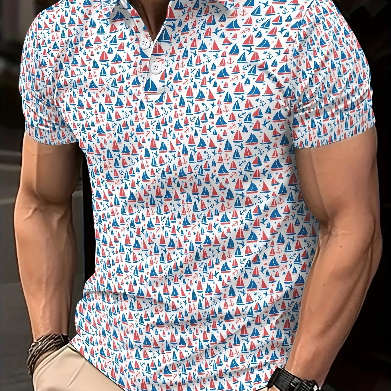 TEMU Men's Quick-dry Breathable Short Sleeve Shirt - Wrinkle-resistant Button-front Collar Suitable For Golf, Beach, Vacation - Loose Fit Button-up
