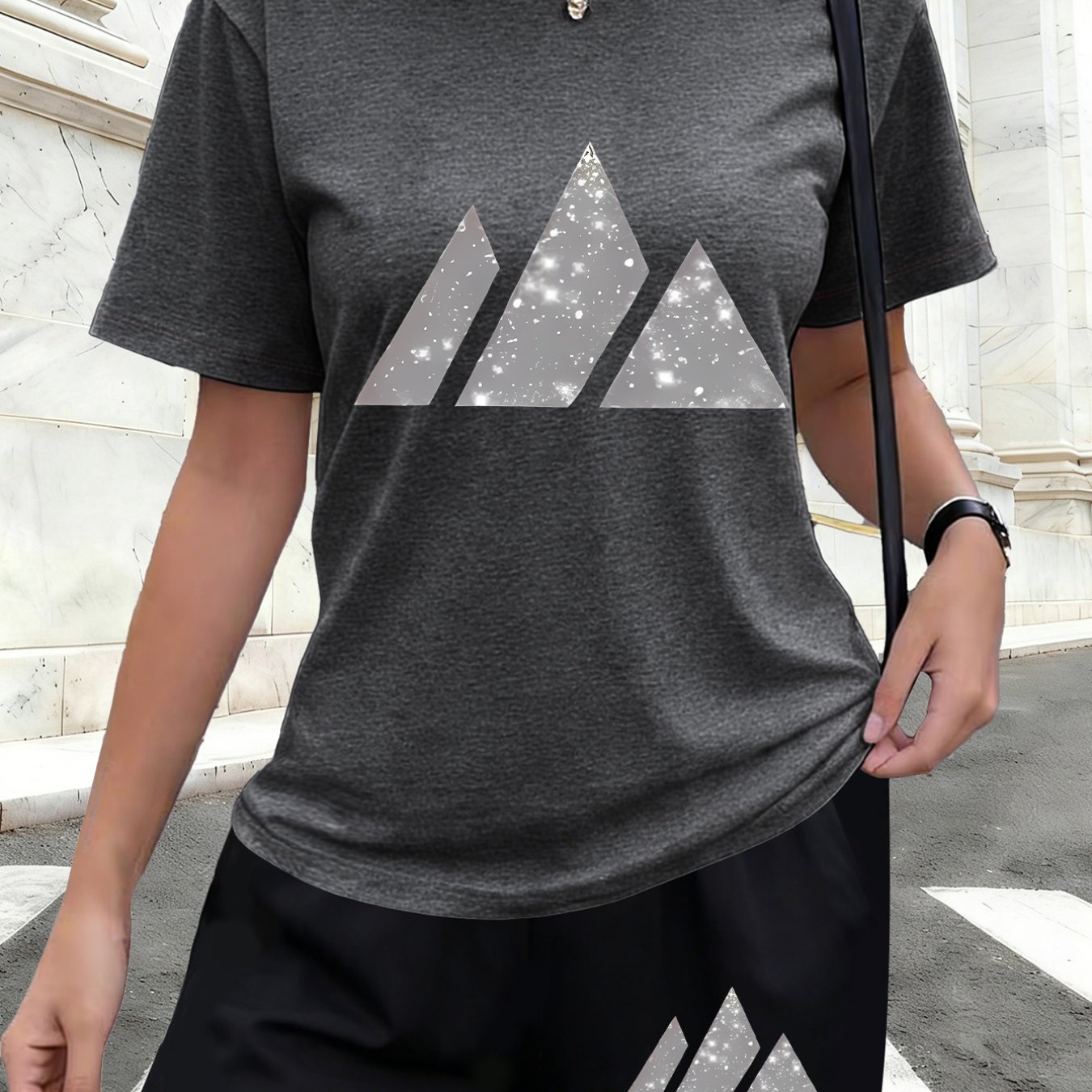 TEMU 2pcs Triangular Piece Design Casual Athletic Set Fashionable Comfortable Two-piece Outfit Summer New Y2k Daily Fitness Versatile Two-piece Set