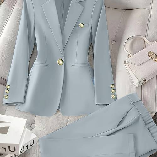 patterned solid color romantic double breasted suit jacket pants