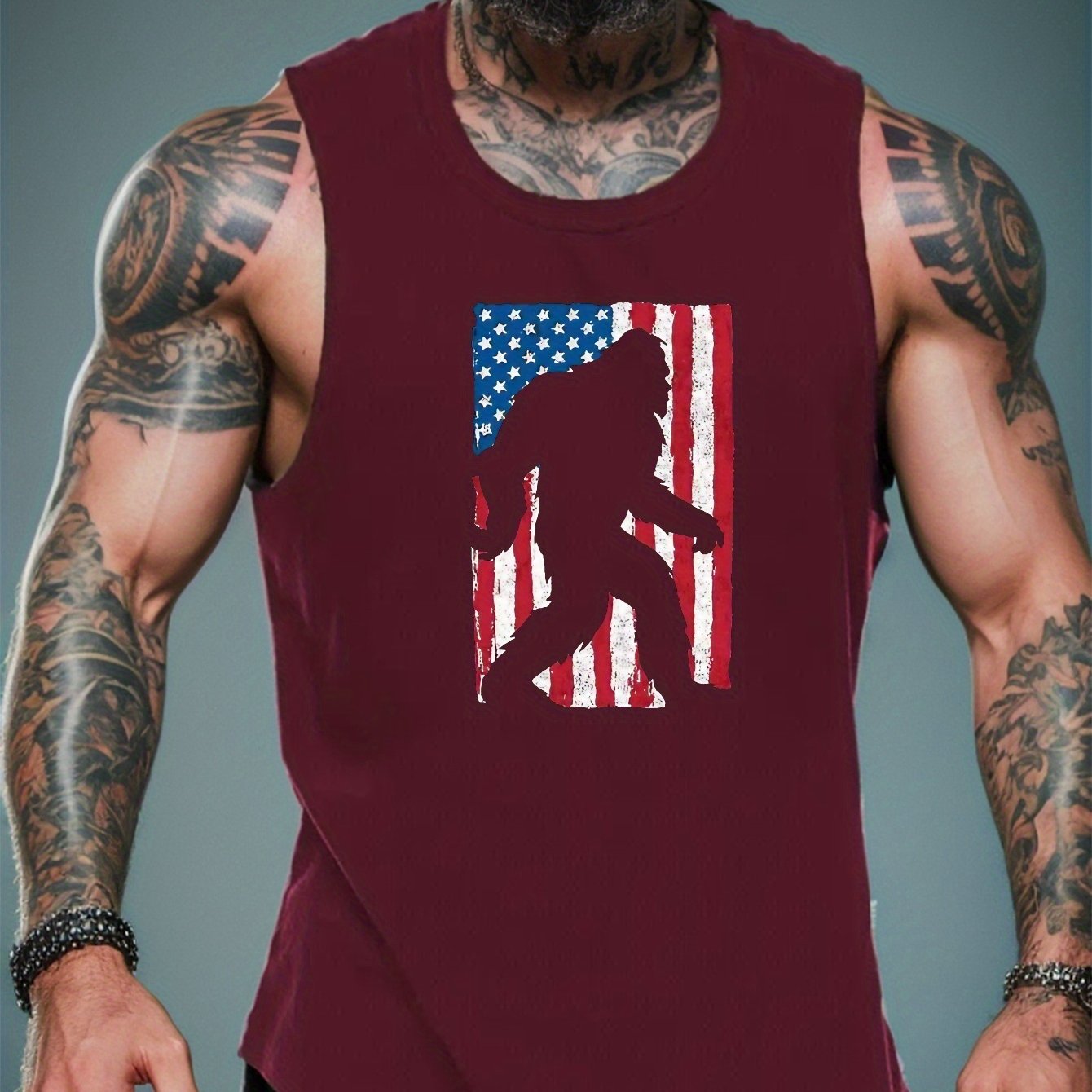 Temu TEMU Us Flag Print Sleeveless Tank Top, Men's Active Undershirts For Workout At The Gym sold by Temu Affiliate Program