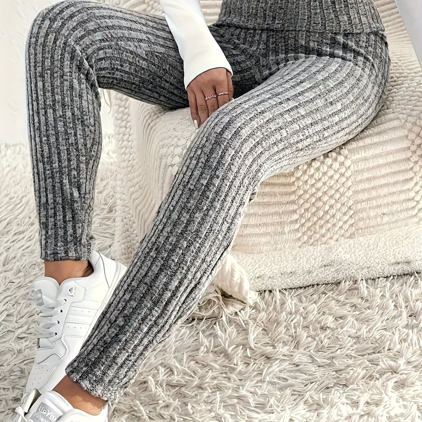 Plus Size - Plus Size - Plus-size Solid Color High-waisted Leggings, Versatile And Fitted Everyday Stretchy Bottoms