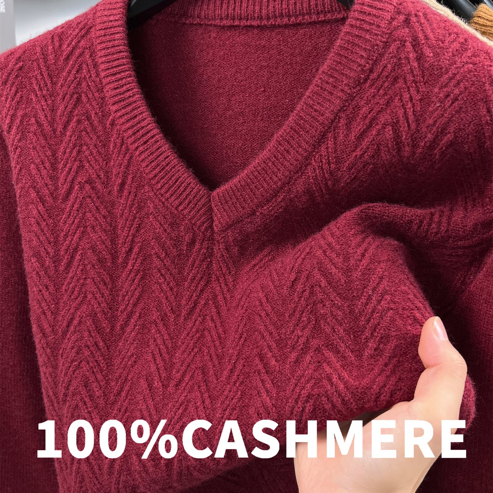 TEMU Tswx 100% Autumn Winter Knit 3d Solid Color V-neck Sweater, Basic Pullover Sweater For Men, Men's Fashion Long Sleeve Top, Co-winning