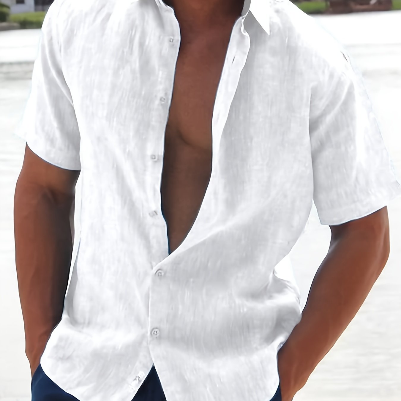 TEMU 2026 's Summer Casual Short-sleeve Shirt, Made Of Comfortable, Lightweight, And Breathable Fabric, Trendy, Fashionable, And Versatile, Suitable