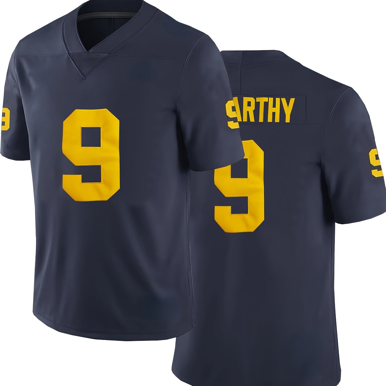 TEMU Men's #9 Dark Football Jersey : Embroidery V-neck Short Sleeves Breathable Sports Uniform For Training