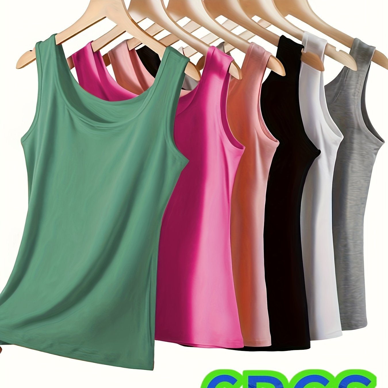 Image of A Set Of 6 Women' Tank Tops, Versatile And , Comfortable And Breathable Sleeveless Tops, Suitable For Women's Underwear And Loungewear.