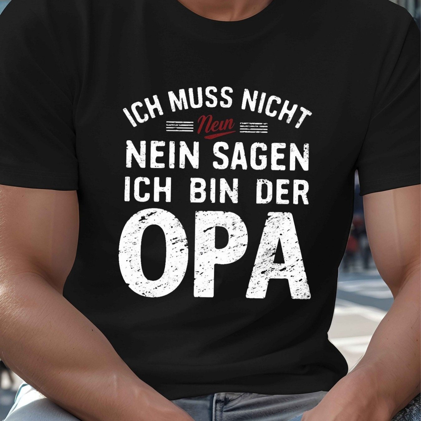 Plus Size Opa No Crinkle Plus Size Men's T-shirt Casual Crew Neck, Regular Fit, Short Sleeve, Printed, Fabric With Stretch