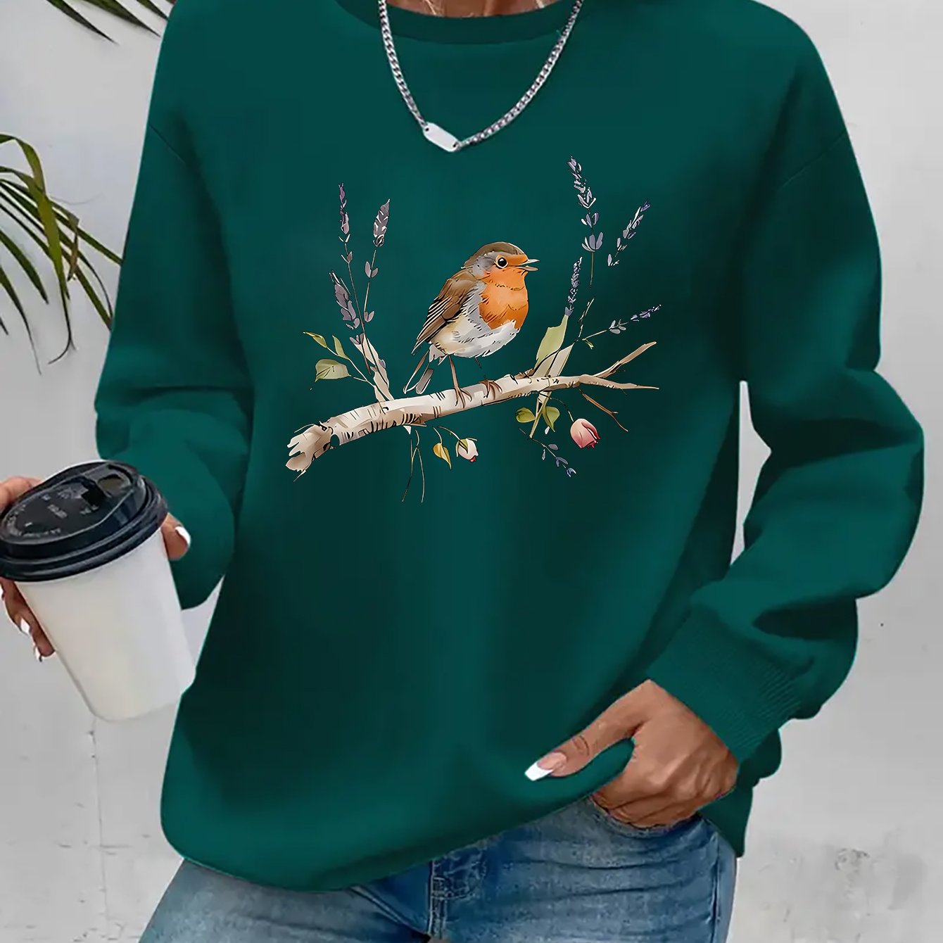 TEMU Women's Casual Crew Neck Sweatshirt, Trendy And Elegant, Sportswear With 