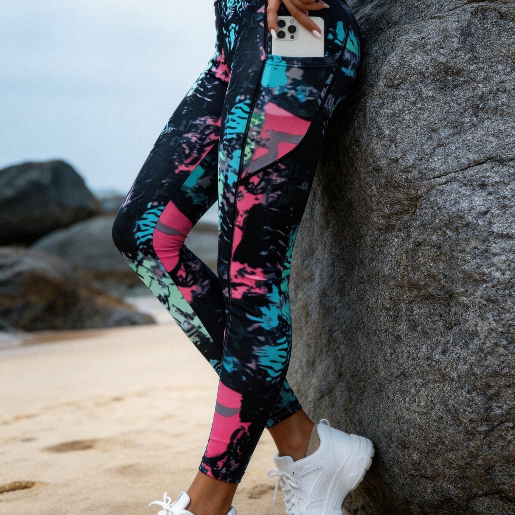 TEMU Pantaloni cropped slim-fit da donna con stampa tie-dye, pantaloni sportivi aderenti a vita con stampa tie-dye