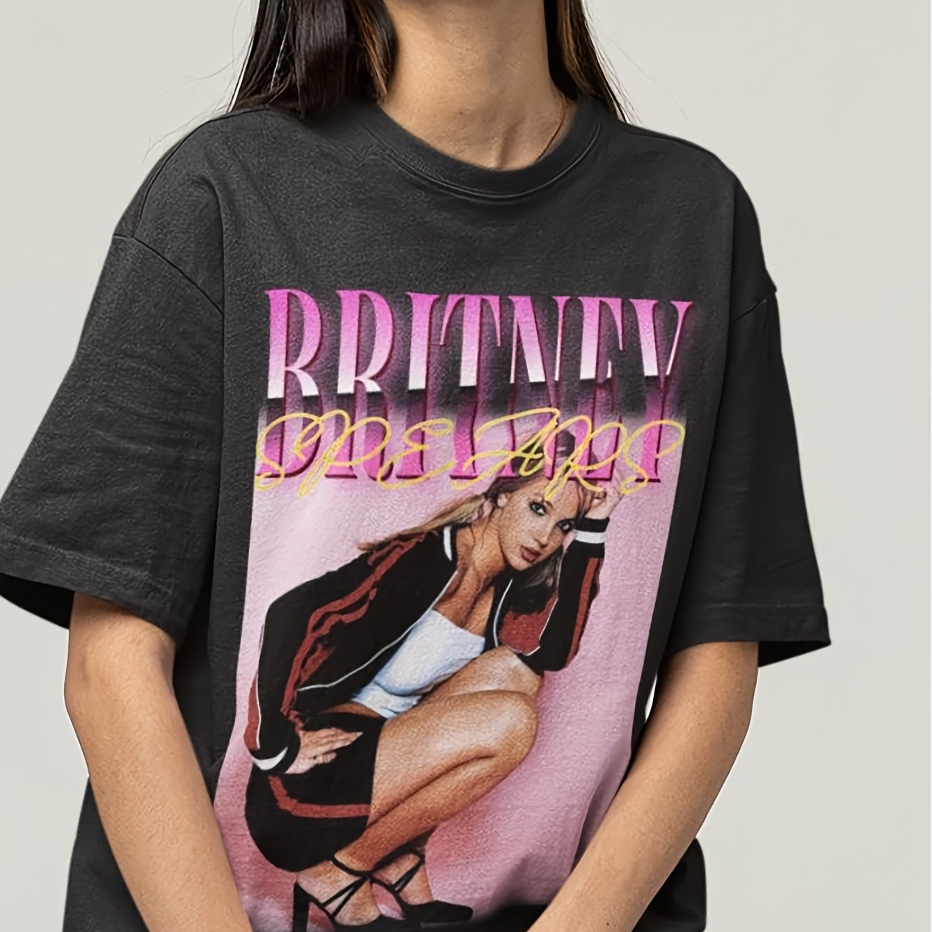Image of B-b Rit Ney Sp Ears Graphic T-shirt 90s Y2k Pop Icon Tee, Music Shirt, Vintage Style Unisex Top