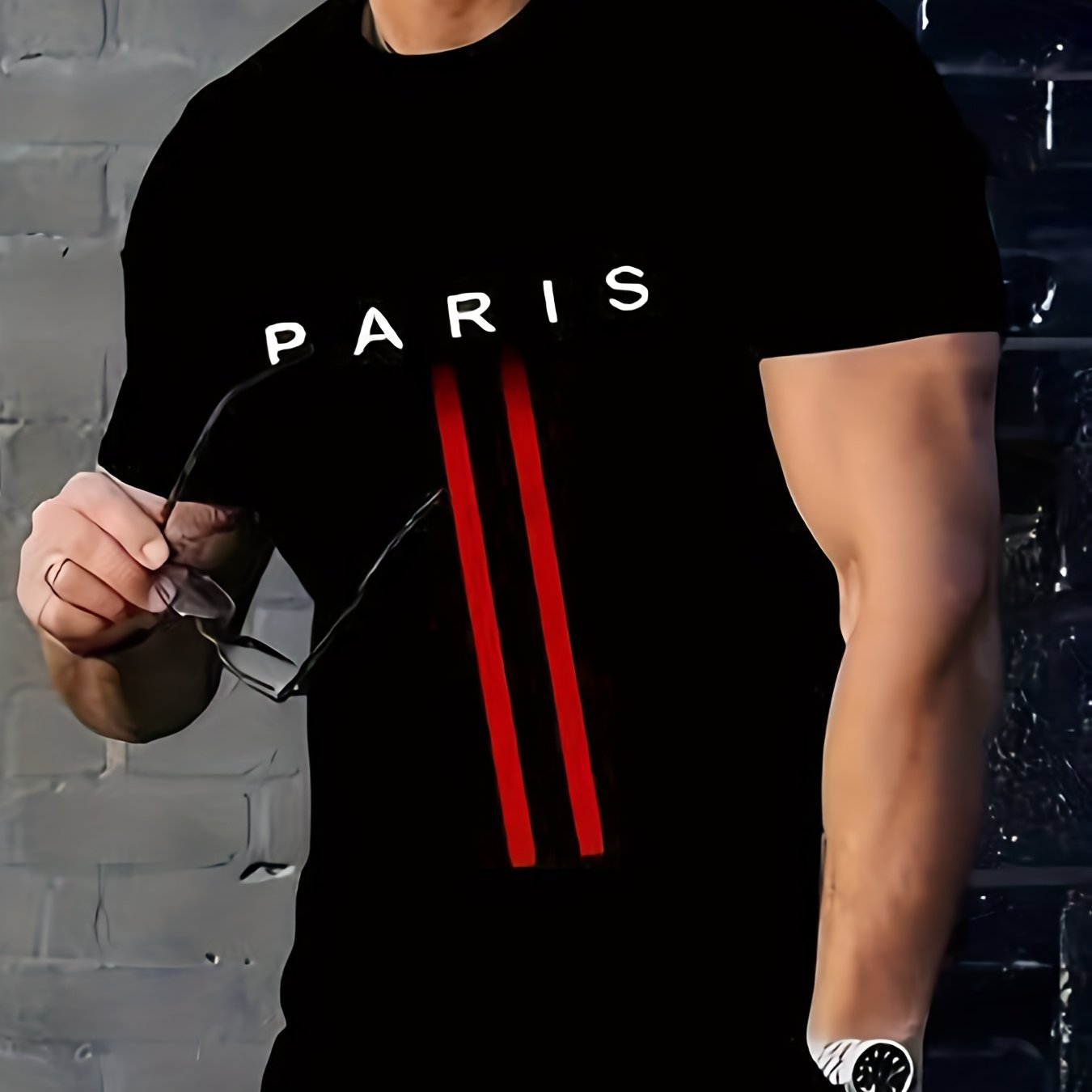 TEMU T-shirt Homme Imprimé Paris - T-shirt à Manches Courtes Col Rond, Pur et Respirant, Idéal pour l'Été et - Vêtement Décontracté Parfait pour ,