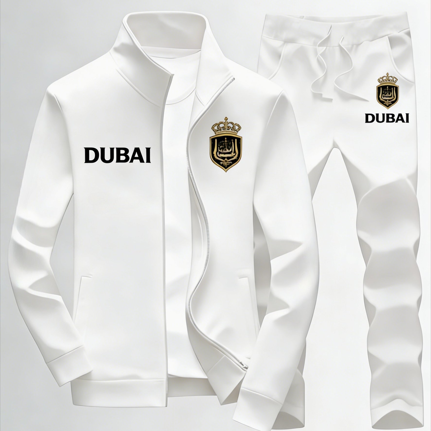 Outfit For Men Featuring A Stand Collar, From Polyester, With Letter Designs, Perfect For A Casual Athletic Look And Ideal For Everyday Wear