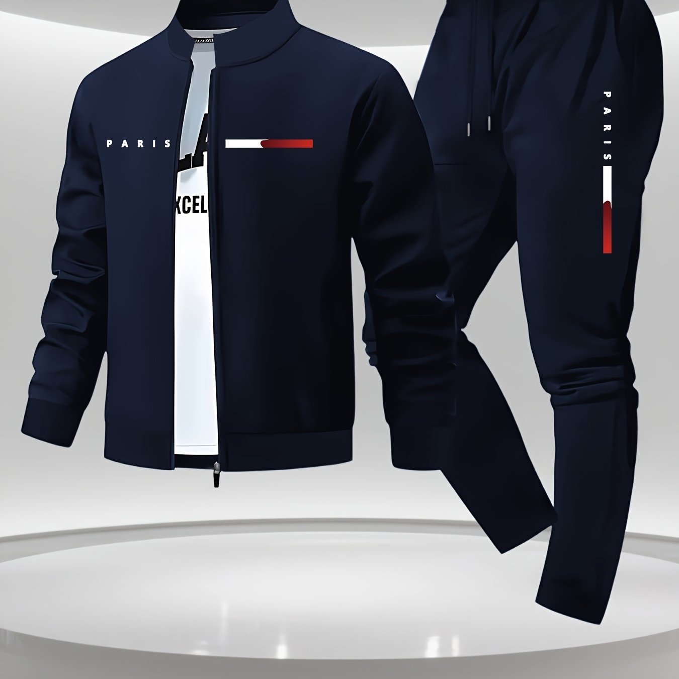 Men'-piece Outfit, Featuring A Casual Zip-up Cardigan And Pocketed Trousers, Regular Fit Design With Micro-elastic Fabric For