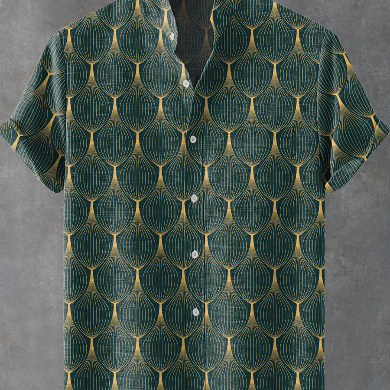 Men's Stand Collar Shirt With Pockets