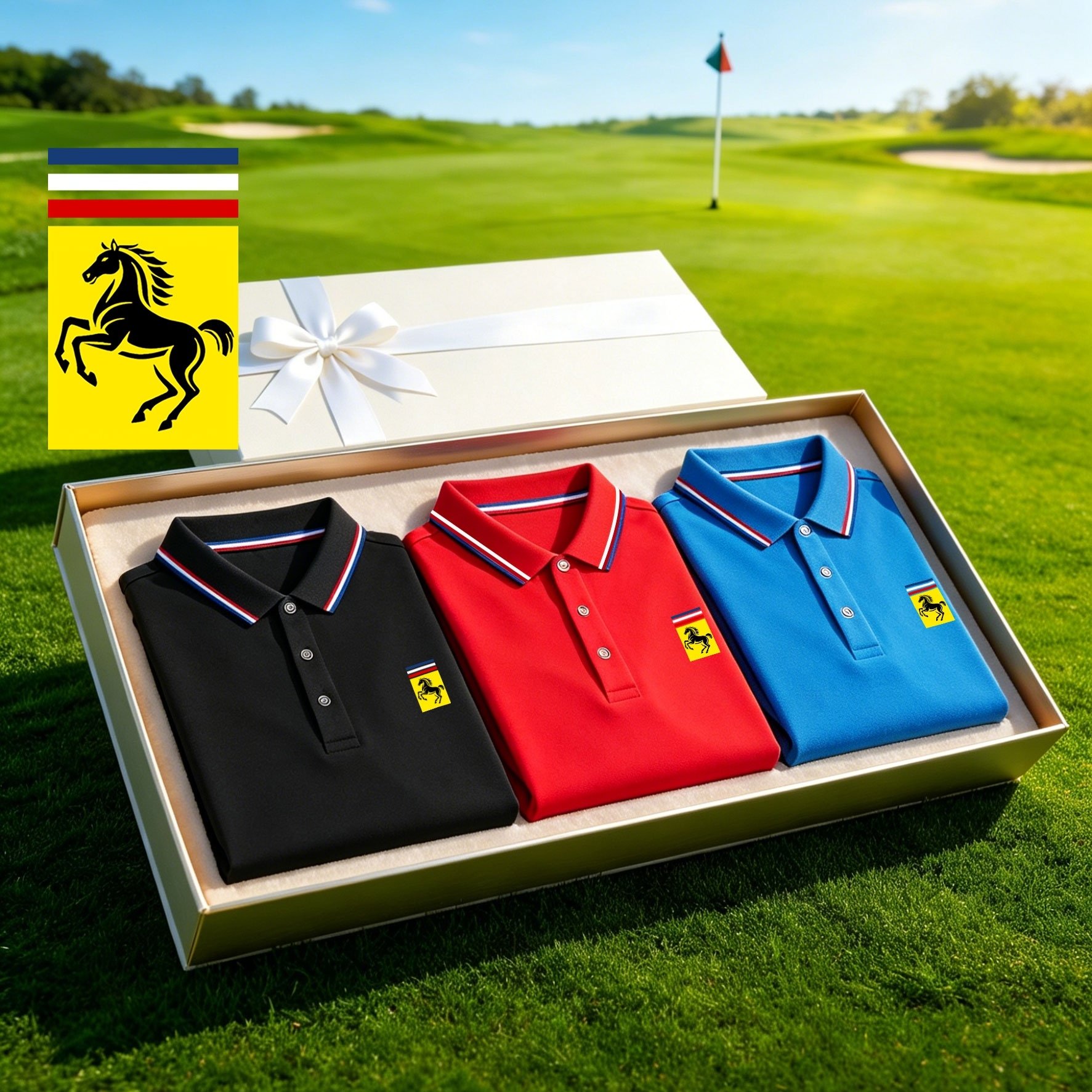 TEMU 3-piece Set, Horse Print Men's Casual Sweatshirt, Lapel T-shirt, Shirt, Halloween, Christmas, Father's Day Gift, Men's Gift, Without Gift Box,