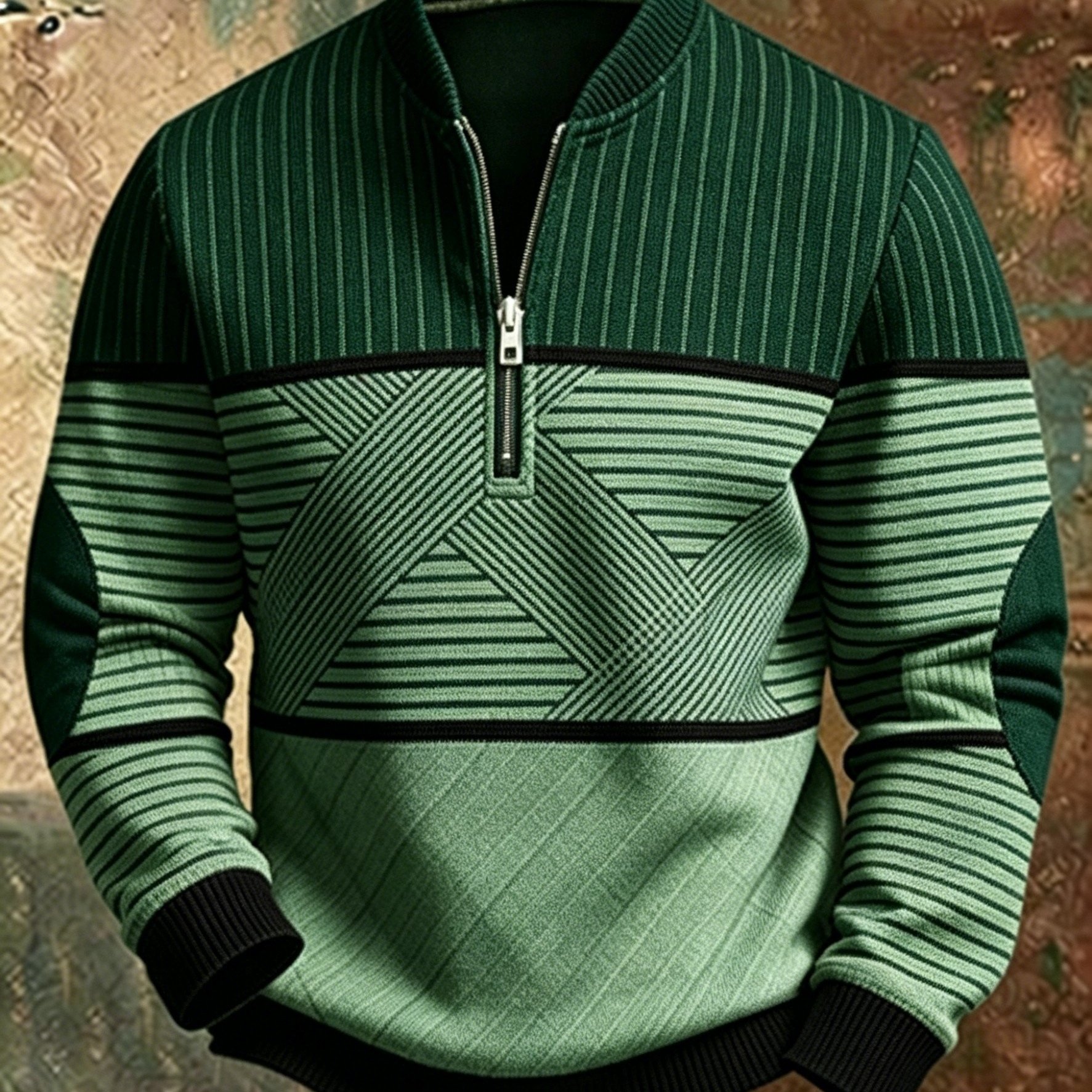 TEMU New Arrival Men Half Zip Stand Collar Pullover Sweatshirt Retro British Literary Fashion Versatile With Unique Support Machine Washable