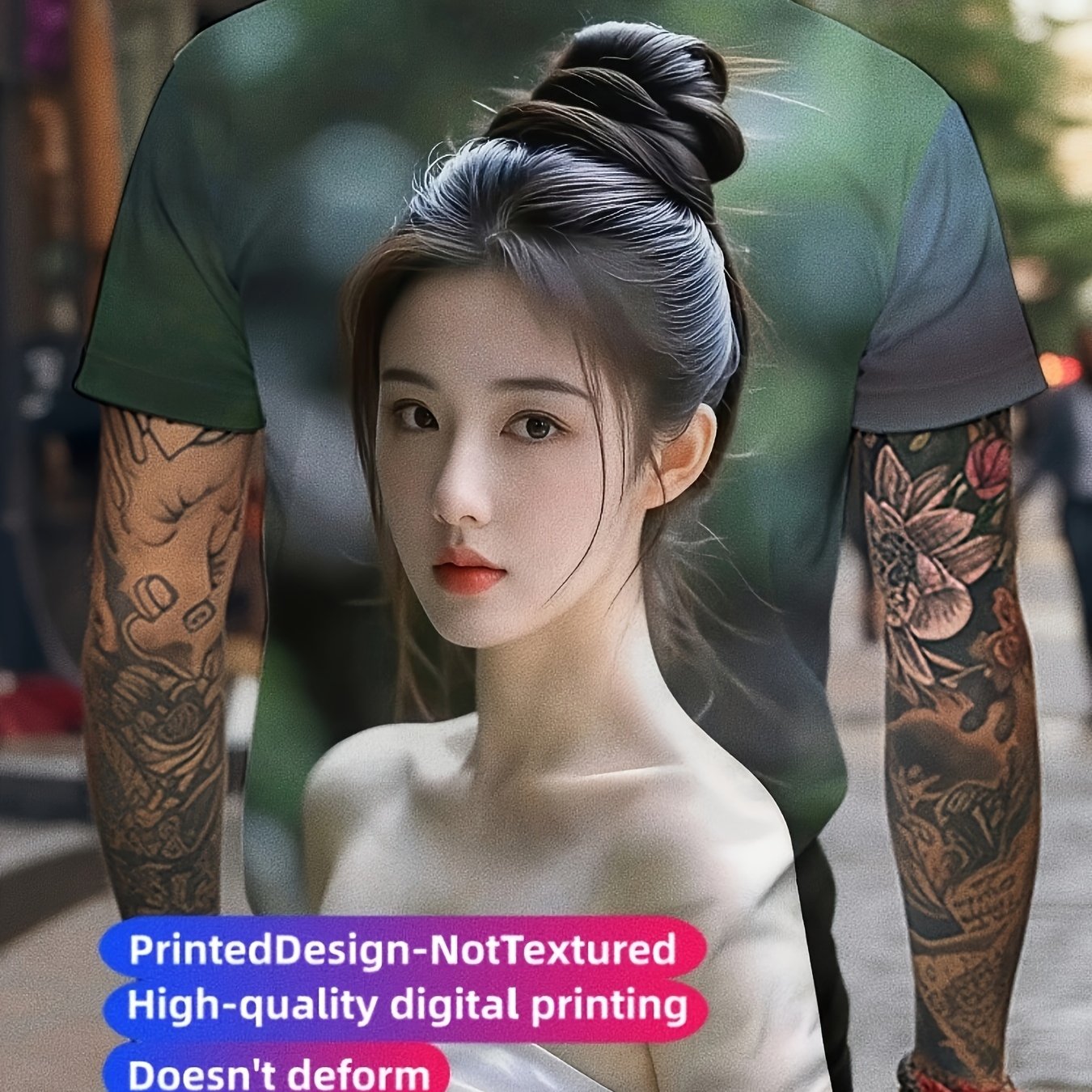 TEMU 남성용 그래픽 티셔츠 - 모던 여성 초상화 반팔 셔츠 - 가벼운 여름 상의 - 세탁기 사용 가능 스트리트웨어 - 아웃도어, 여행, 일상 캐주얼웨어에 적합, 예술적인 디자인, 통기성 좋은 프린팅 티셔츠, 어반 스타일