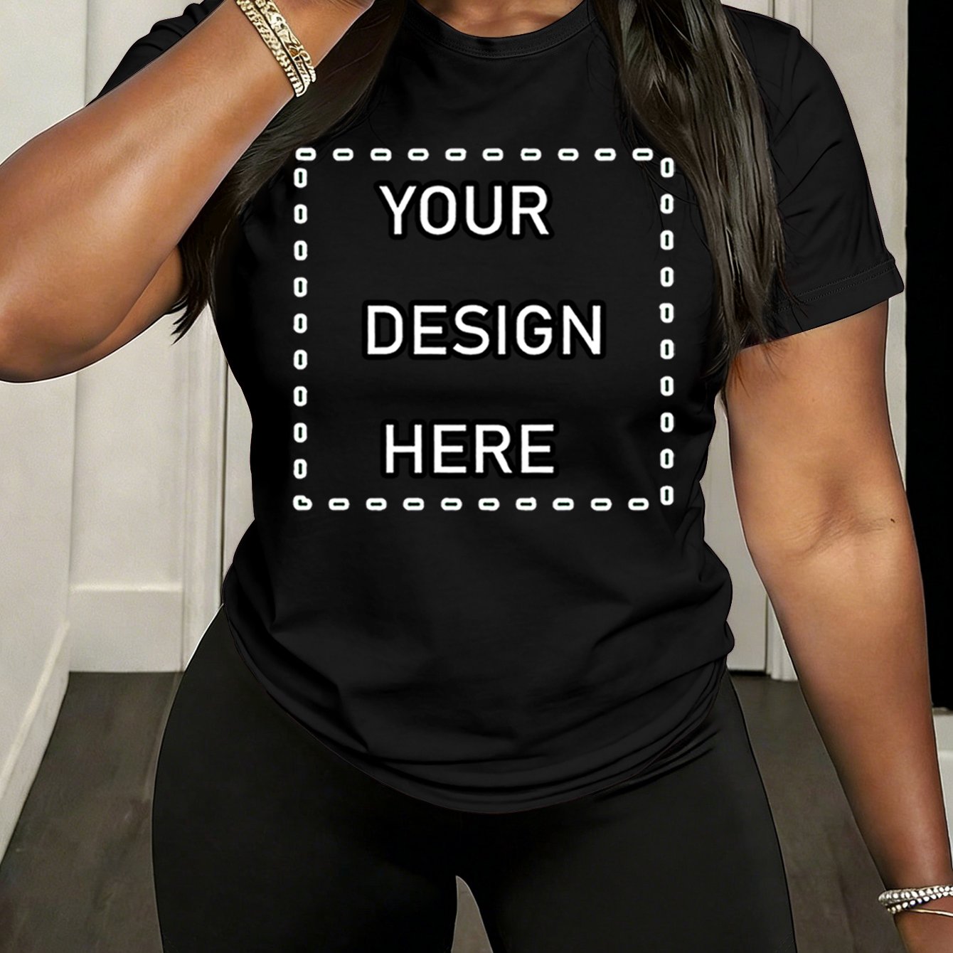 TEMU Custom Personalized Photo And Text Print Short Sleeve Women's T Shirt, New Arrival Spring And Summer 2026, Crew Neck Casual Versatile Top For