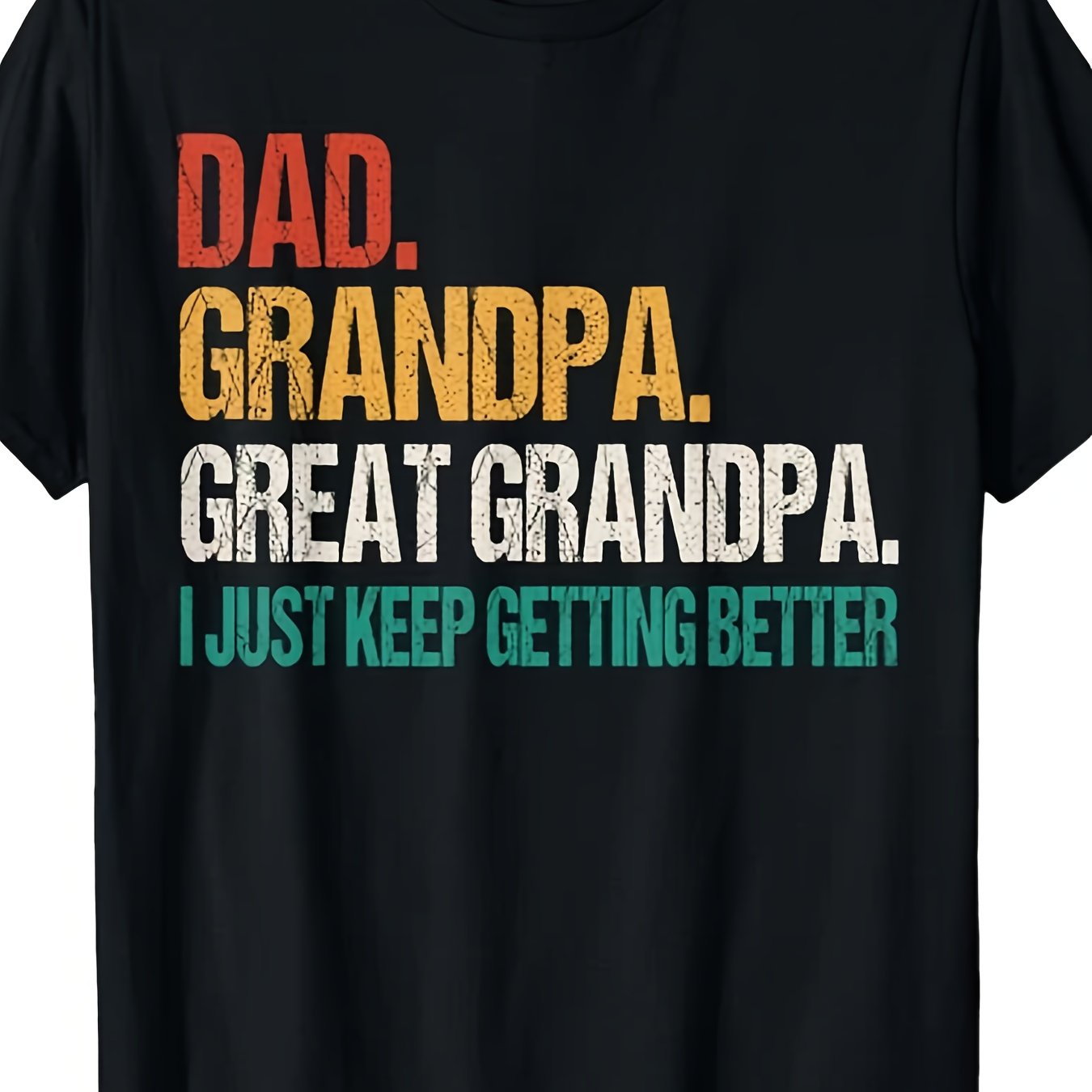 TEMU Men's T-shirt Featuring A Humorous Design That Celebrates Being A Dad, Grandpa, And Great Grandpa, Perfect For . It Has A Round Neck, Short