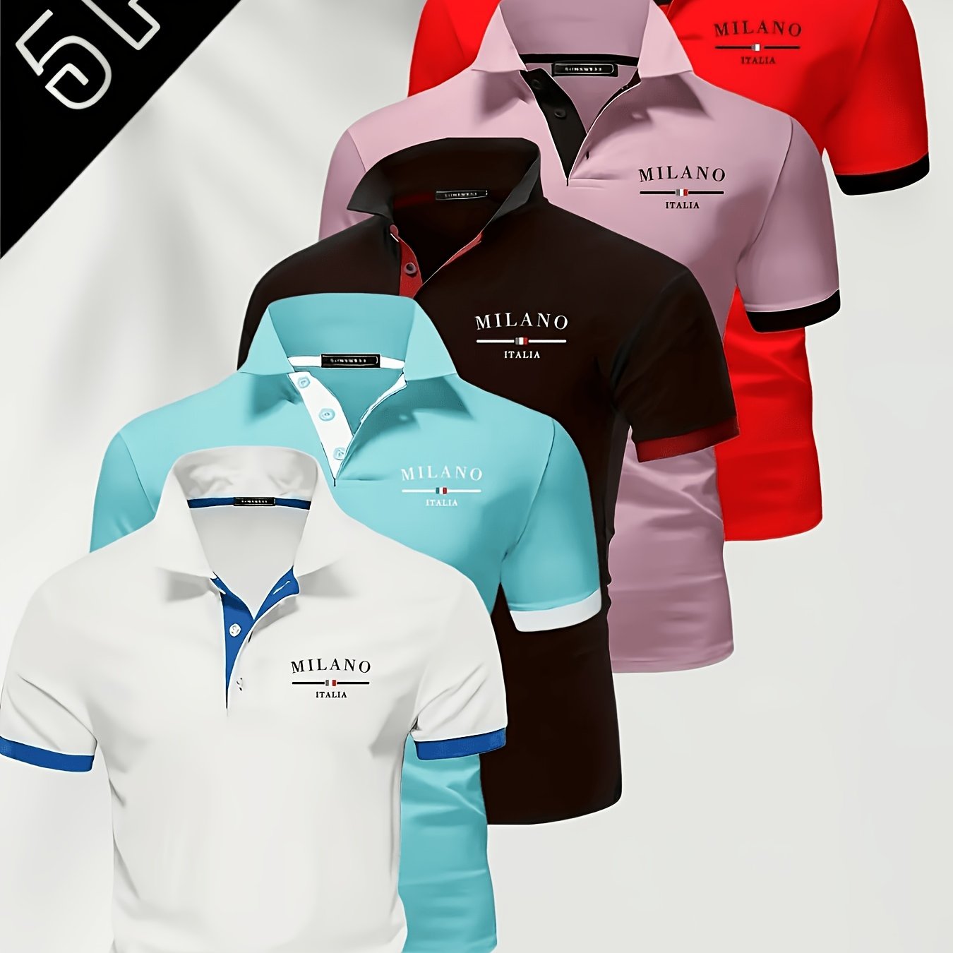 TEMU 5pcs Set Of Men's Summer Short-sleeve Shirts - Popular Print Design, Suitable For Daily Wear, Seaside Vacations, Beach , Etc. | Executive