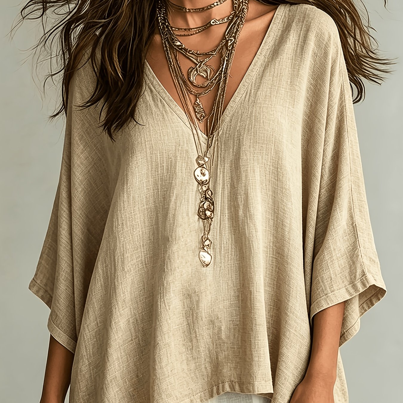TEMU Plus Women's Spring Summer Autumn Plus Size Loose Casual Top Casual Vacation Elegant Meeting Design All-match Style