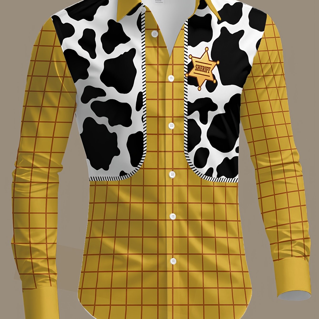 TEMU [printed Design - Not Textured] Men's Casual Long Sleeve Shirt, Top, Fashionable Casual All-match, Comfortable And Breathable, Holiday Gift