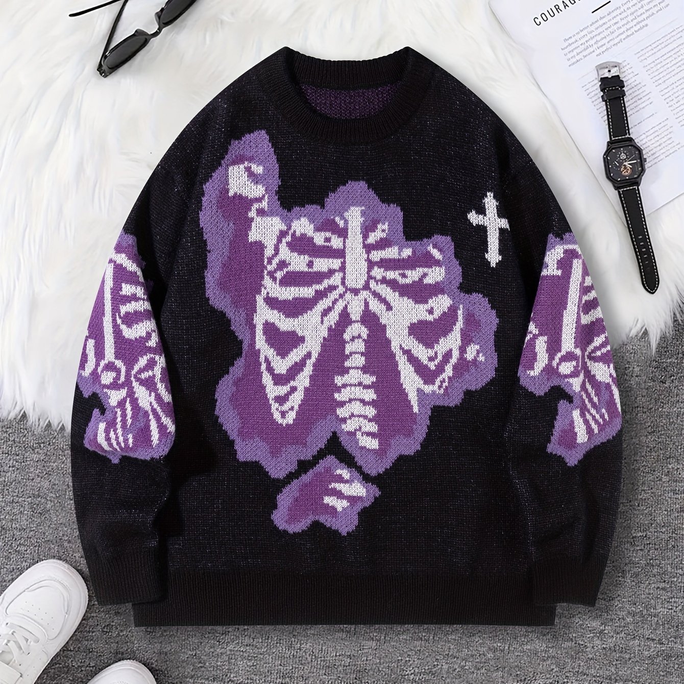 TEMU Men's Knitted Pullover, Halloween
