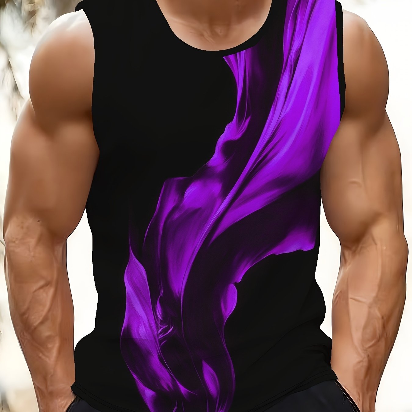 TEMU Men's Sleeveless Vest - Printed, Lightweight And Breathable , Four-season Vacation Casual Wear, Machine Washable Regular Fit Vest - Ideal Gift