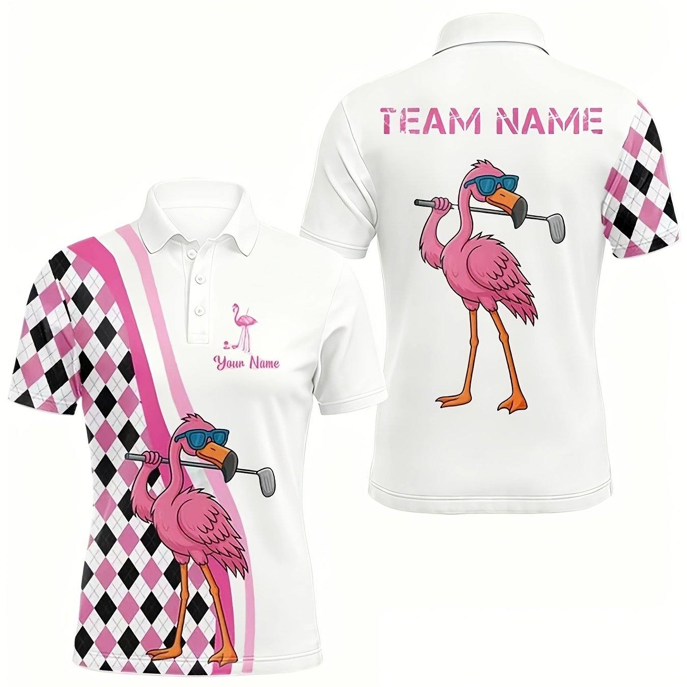 TEMU Flamingo Fun Custom Shirt Can Print Name Team Name Casual Top