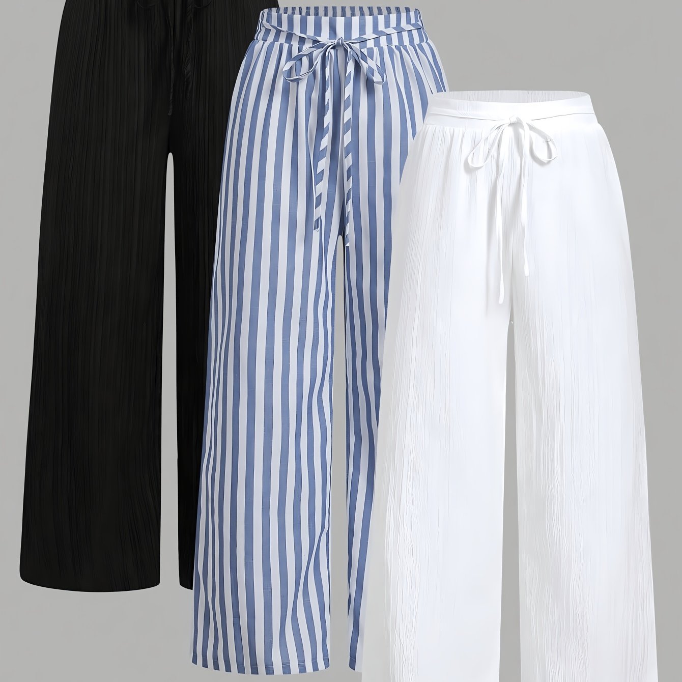 TEMU Zllz Elegant Women's Casual Pants With Pockets And Wide Legs