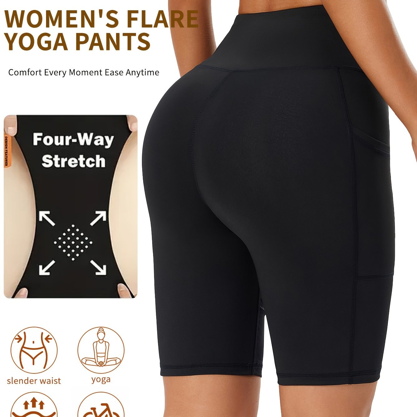 High-waisted Casual Pants For Women In Sizes 1xl To 5xl, Featuring 2 Side Pockets, Designed For Spring And Summer Outdoor Activities Like Yoga And Cycling, With A Enhancing The And Abdomen