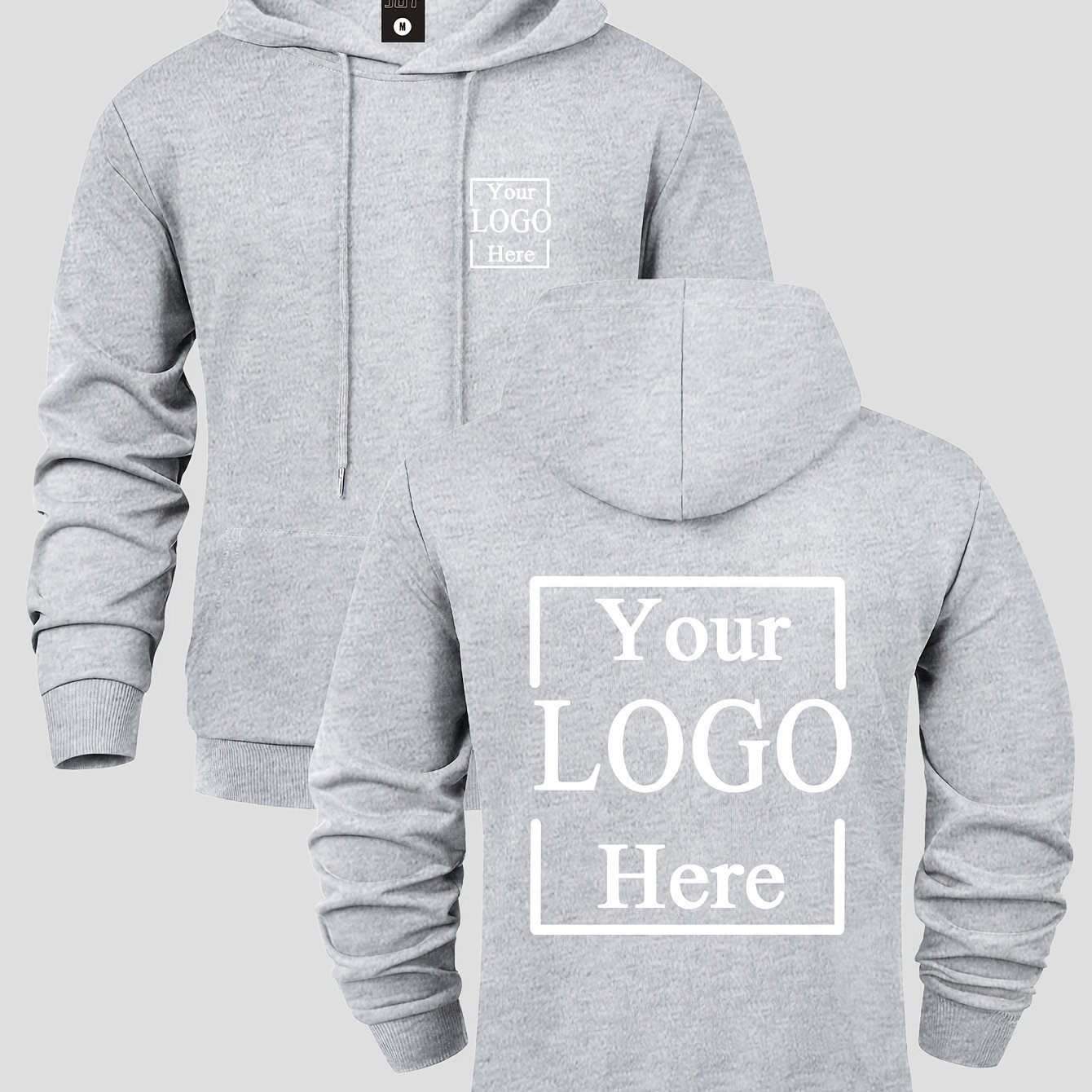 TEMU Customizable Men's Hoodie - Front And Back , With Pockets - Suitable For Daily Wear And Sports, Casual Hoodie With Print Design And Knitted