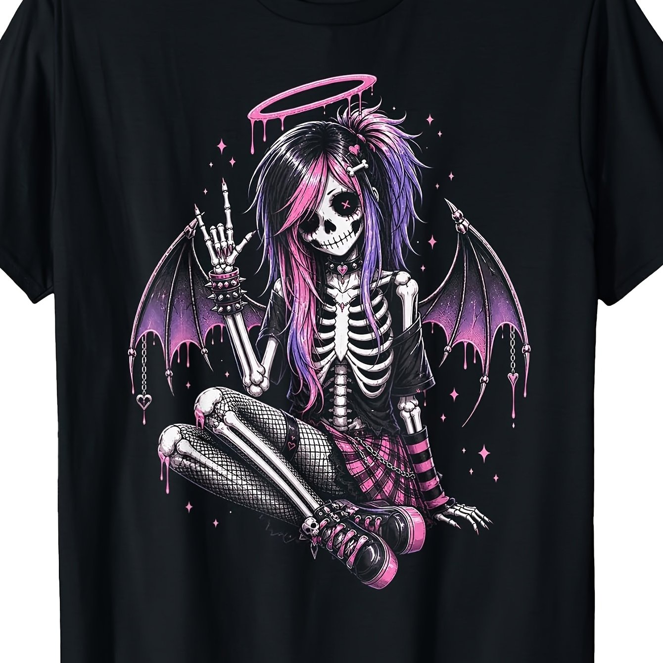 Emo Goth Girl Skeleton Girl Punk Dark Gothic Style T-shirt Men's T-shirt Classic Perfect For Home|work|outdoor|gifting (valentine's Day|birthdays|mother's Day) S To 3xl Unisex