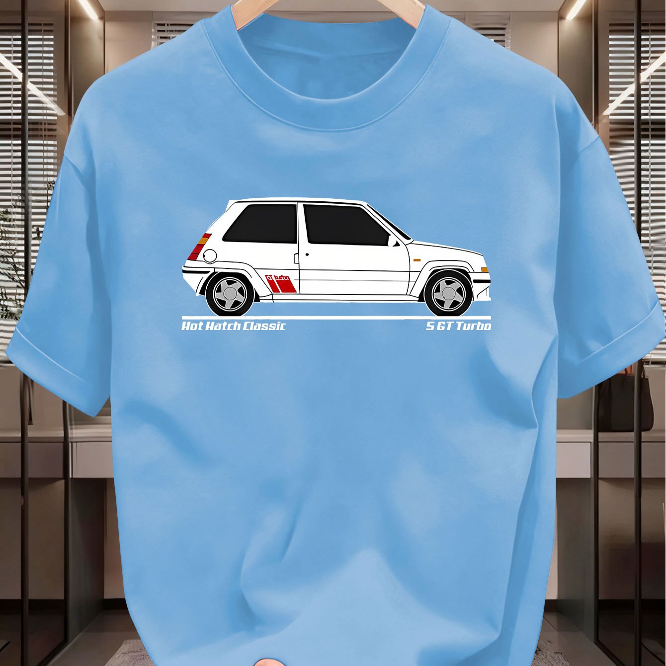 TEMU Camisetas modernas con estampados y americanos, camisetas de manga corta para hombre con cuello , con estampados de coches retro, estilo