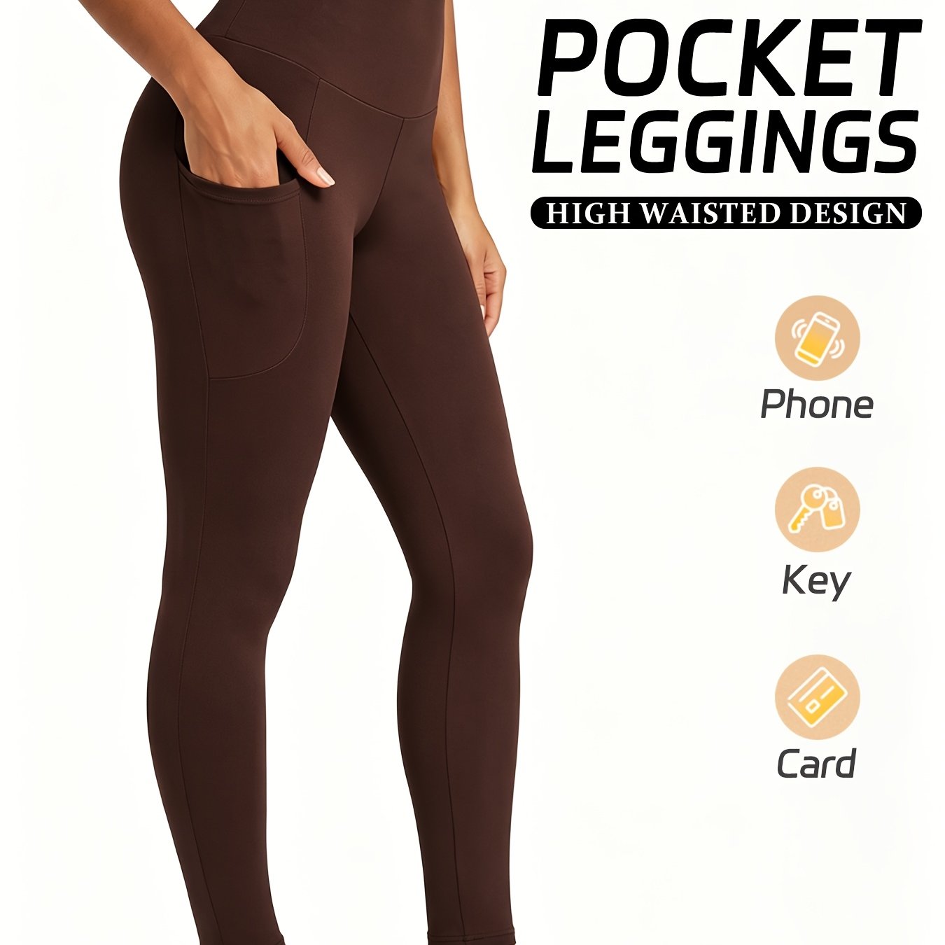 TEMU Women's High-waist Leggings With Side Pockets | , Perfect For, & Daily Wear