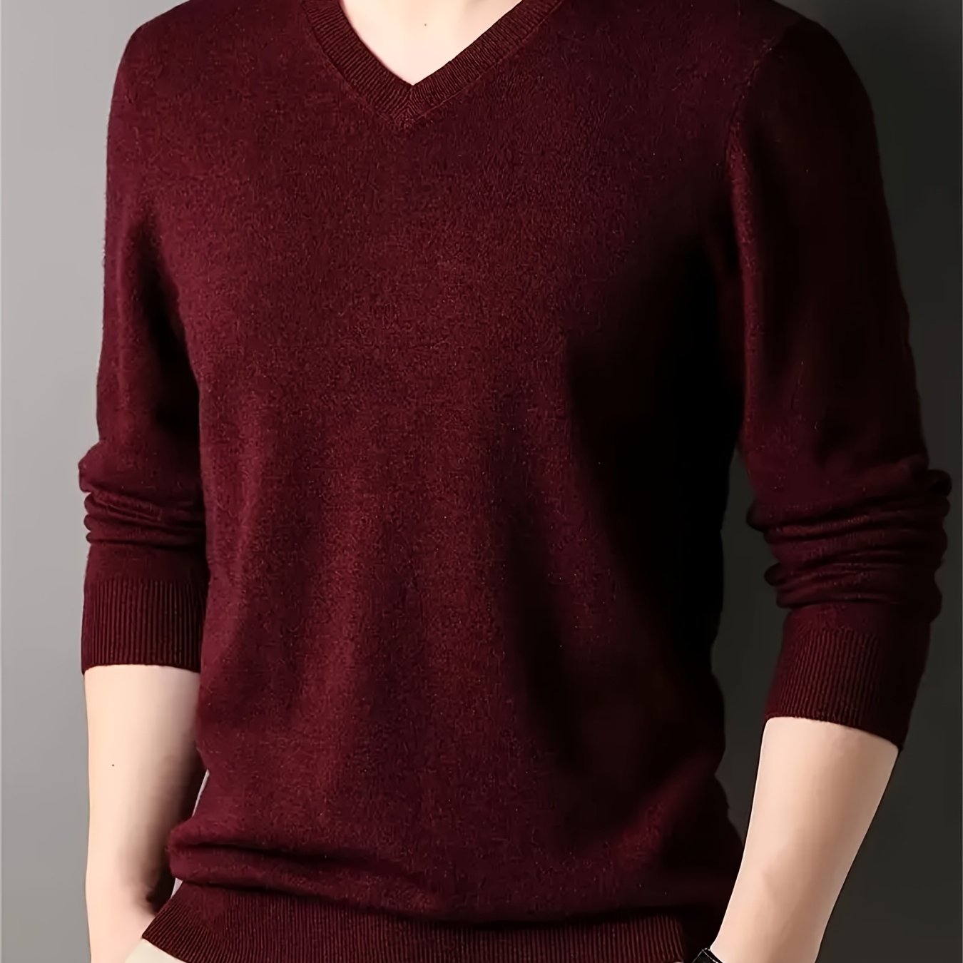 Men's Wool Stretch Cardigan Sweater, Layering Jacket, Machine Washable, Business Casual For Office & Outdoor, Plus Size