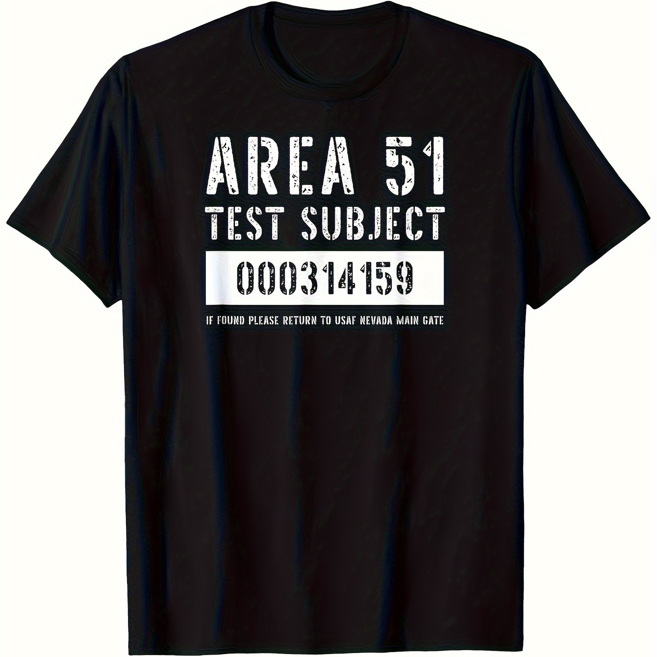TEMU Plus Size Men's Graphic T-shirt - Humorous Ufo Government Experiment Design, Lightweight And Breathable Crew Neck Top For Enthusiasts, Casual
