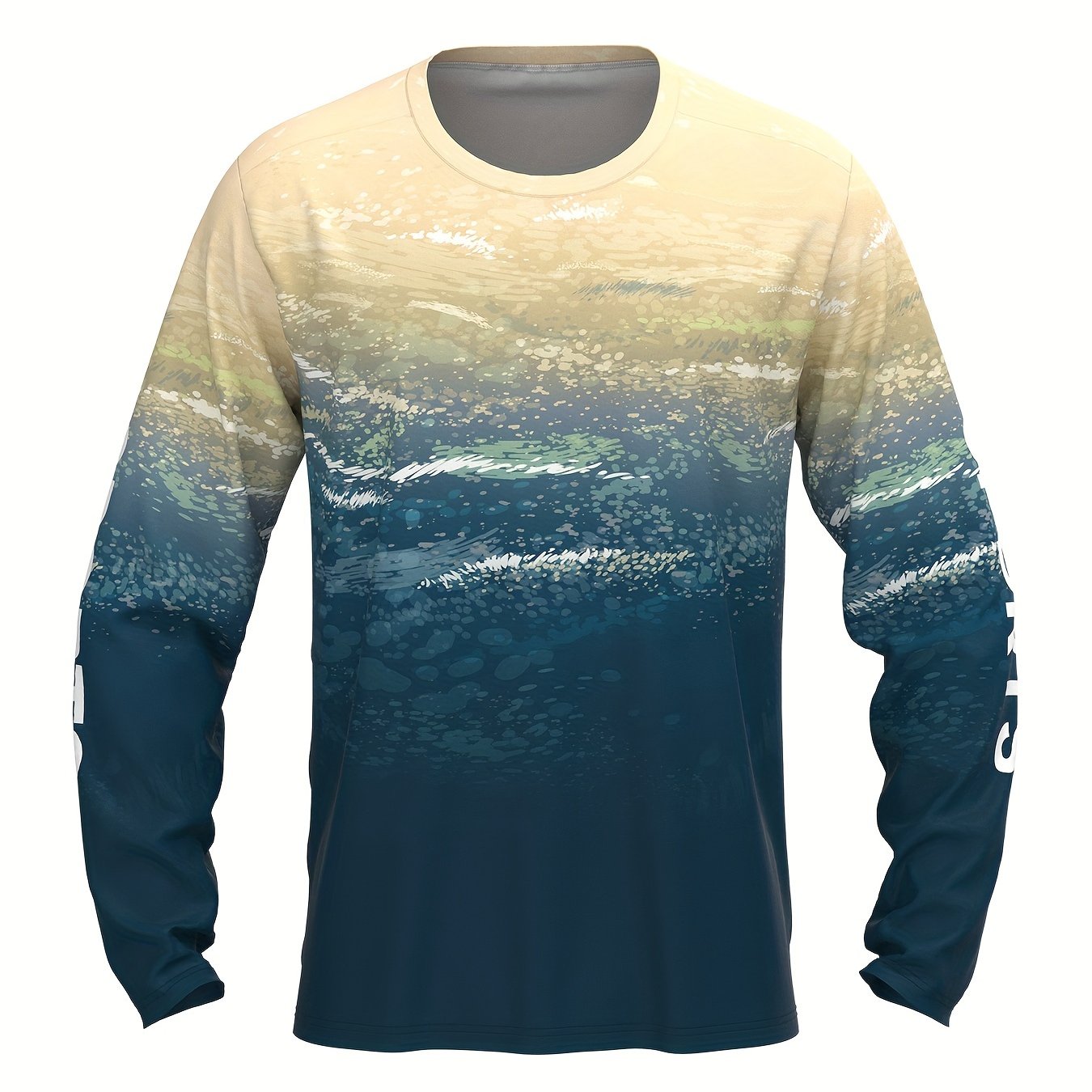 TEMU Camiseta De Protección Solar Con Estampado Gráfico Marino Para Hombre, Camiseta De Manga Larga De Secado Rápido Con Cuello Redondo Para Pesca,