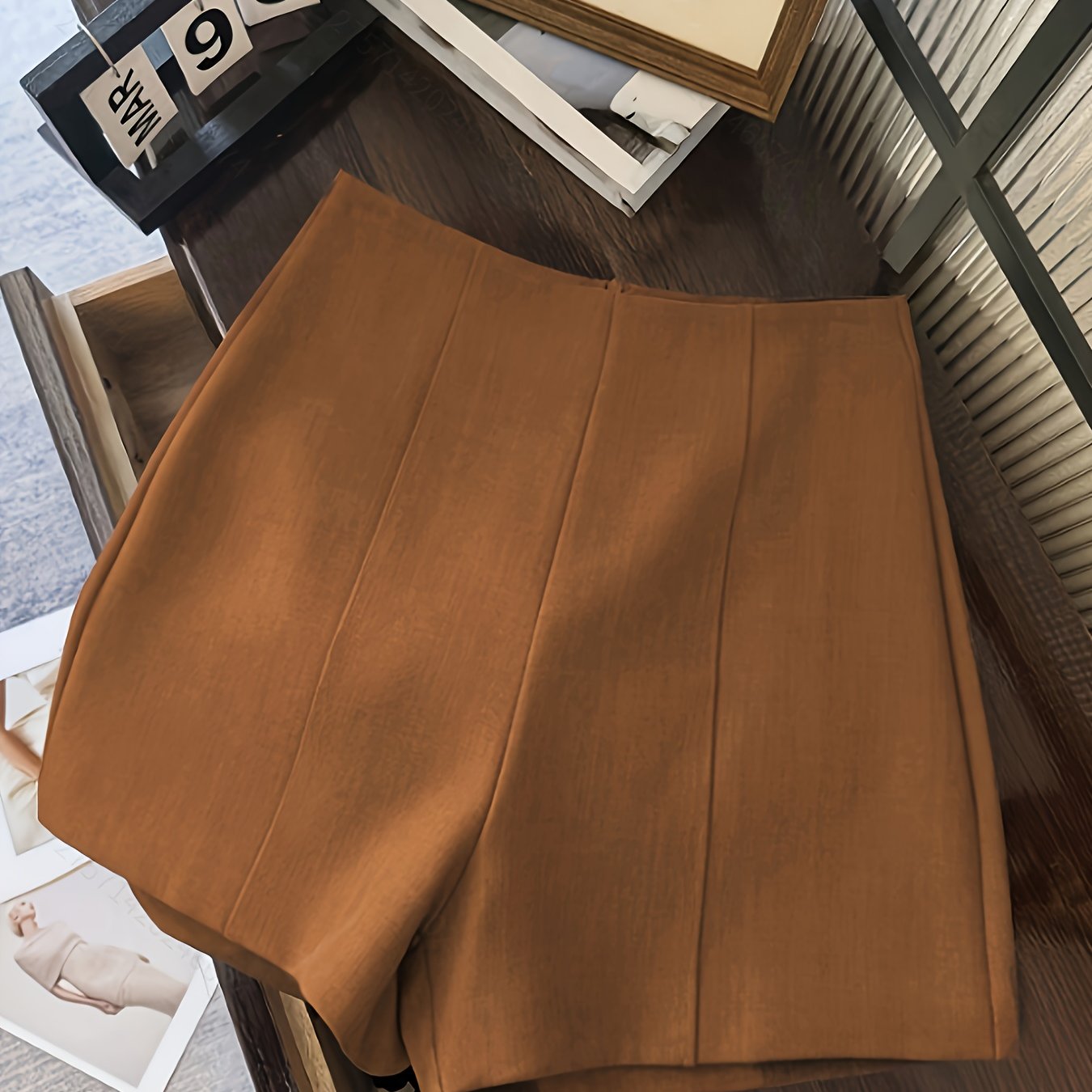 TEMU Fashionable Easy High-waist Women'-short Shorts, Back Zipper Design, Suitable For Daily Commuting, Dates And Romantic Occasions
