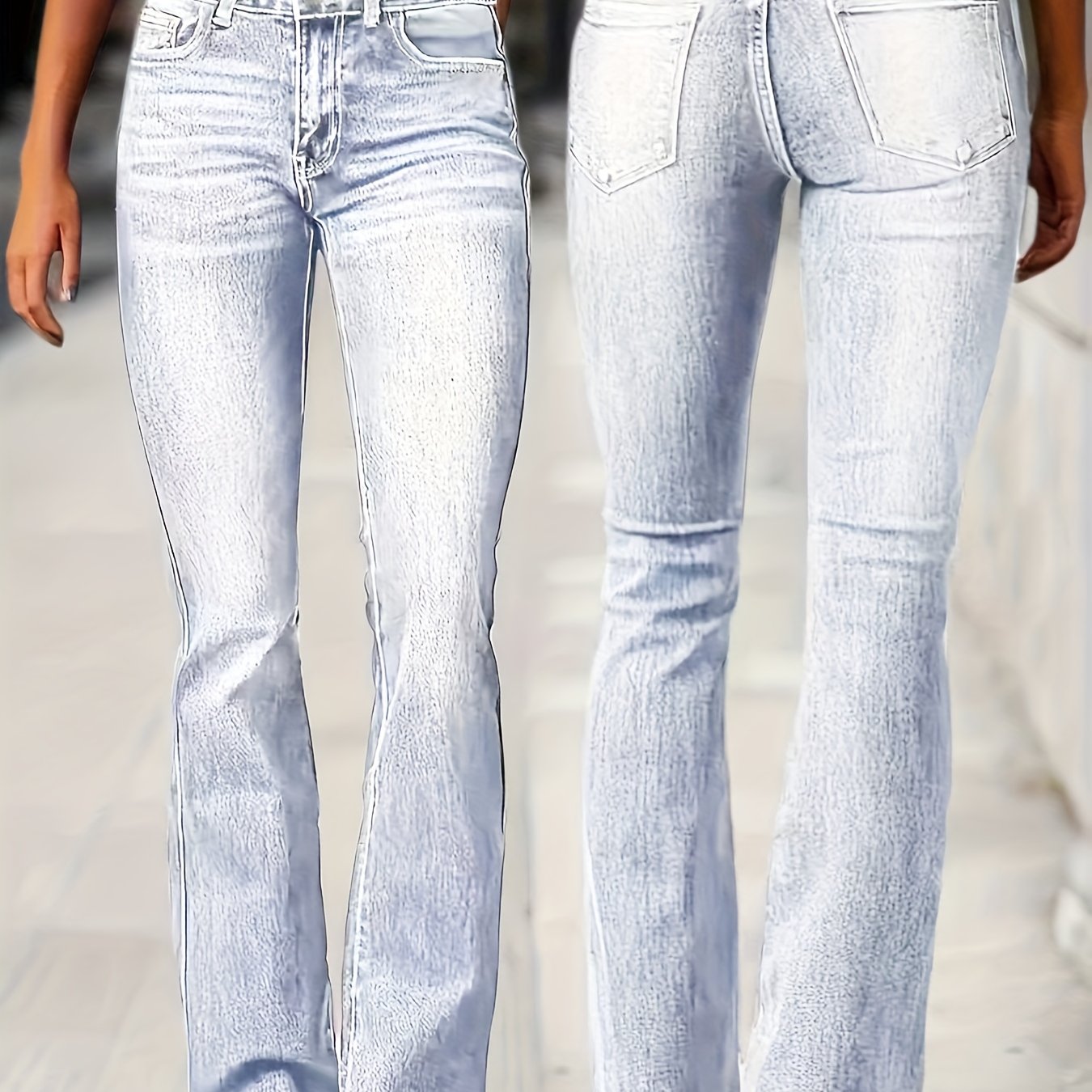 Double-breasted Flared Jeans, Casual