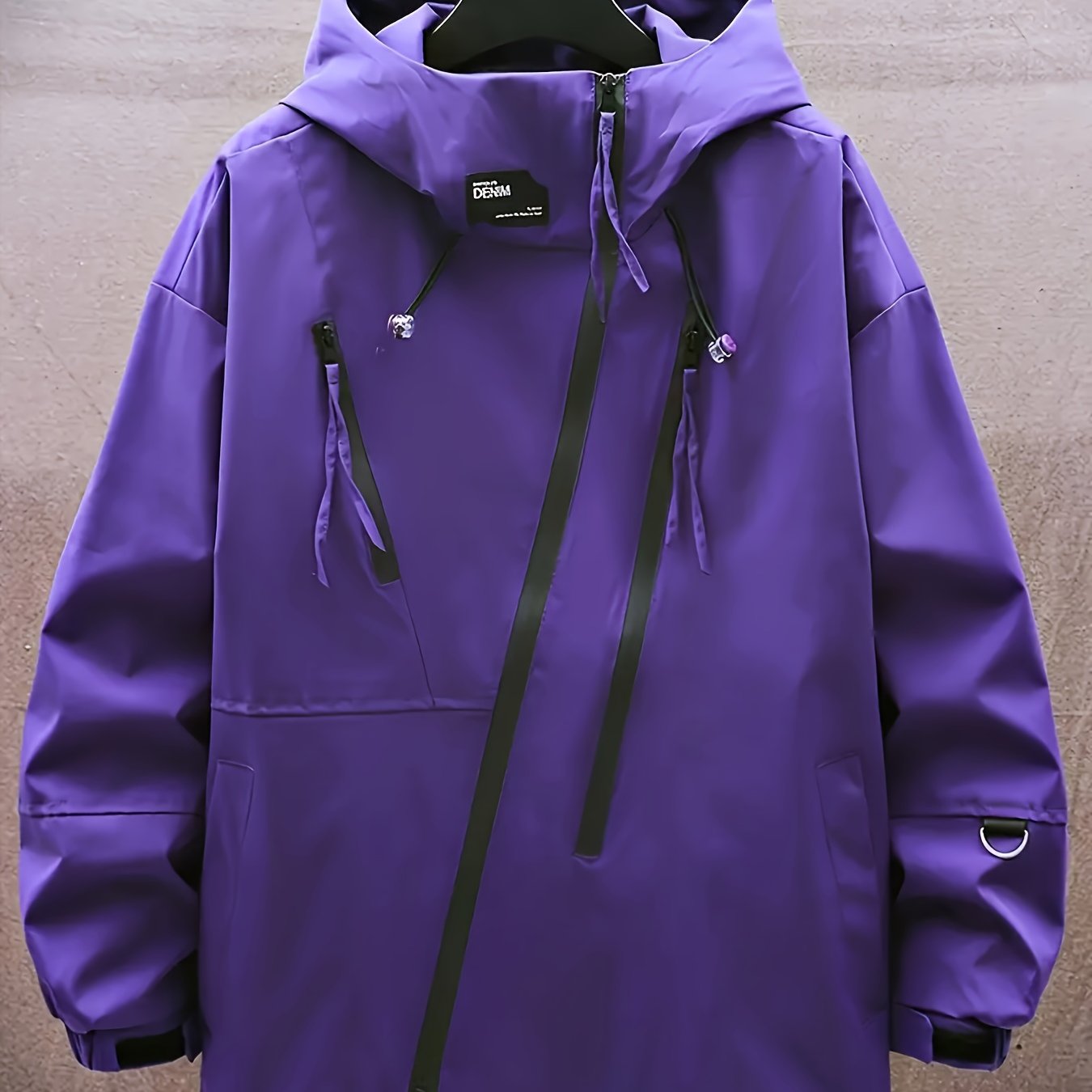 TEMU Unisex Casual Hooded Jacket - Lightweight 100% Polyester, Zippered Pockets, Machine Washable, Regular Fit Long Sleeve Spring/fall Outerwear
