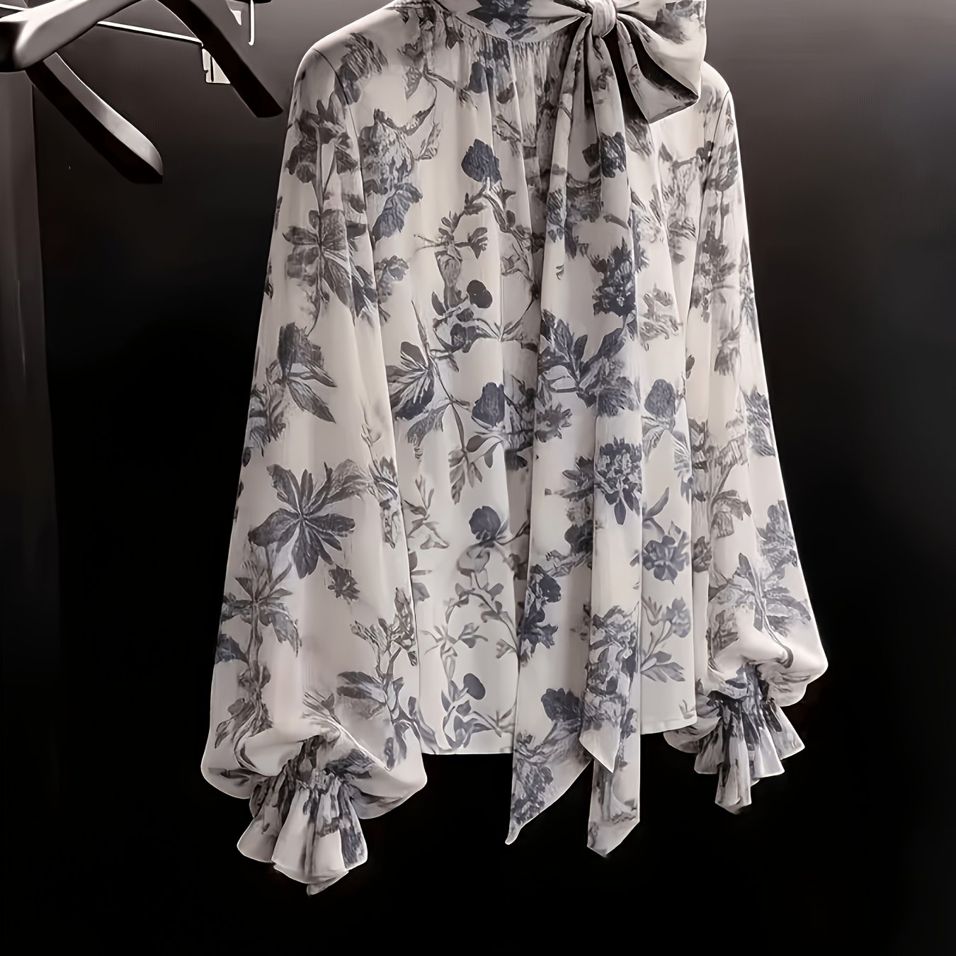TEMU Chemise Grande Taille pour Femme, Col Élégant Style Français avec Nœud et Ruban - Non Extensible, Adaptée à Toutes , Haut Polyvalent Toutes