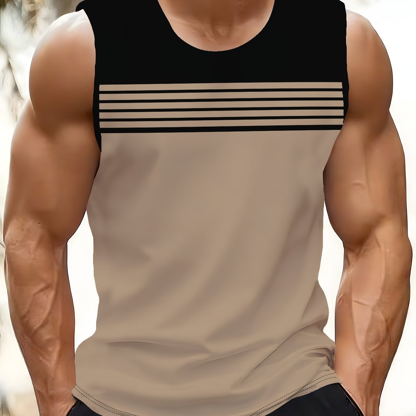 TEMU Men's Sleeveless Tank Top For Casual Outdoor Sports With A Print Design
