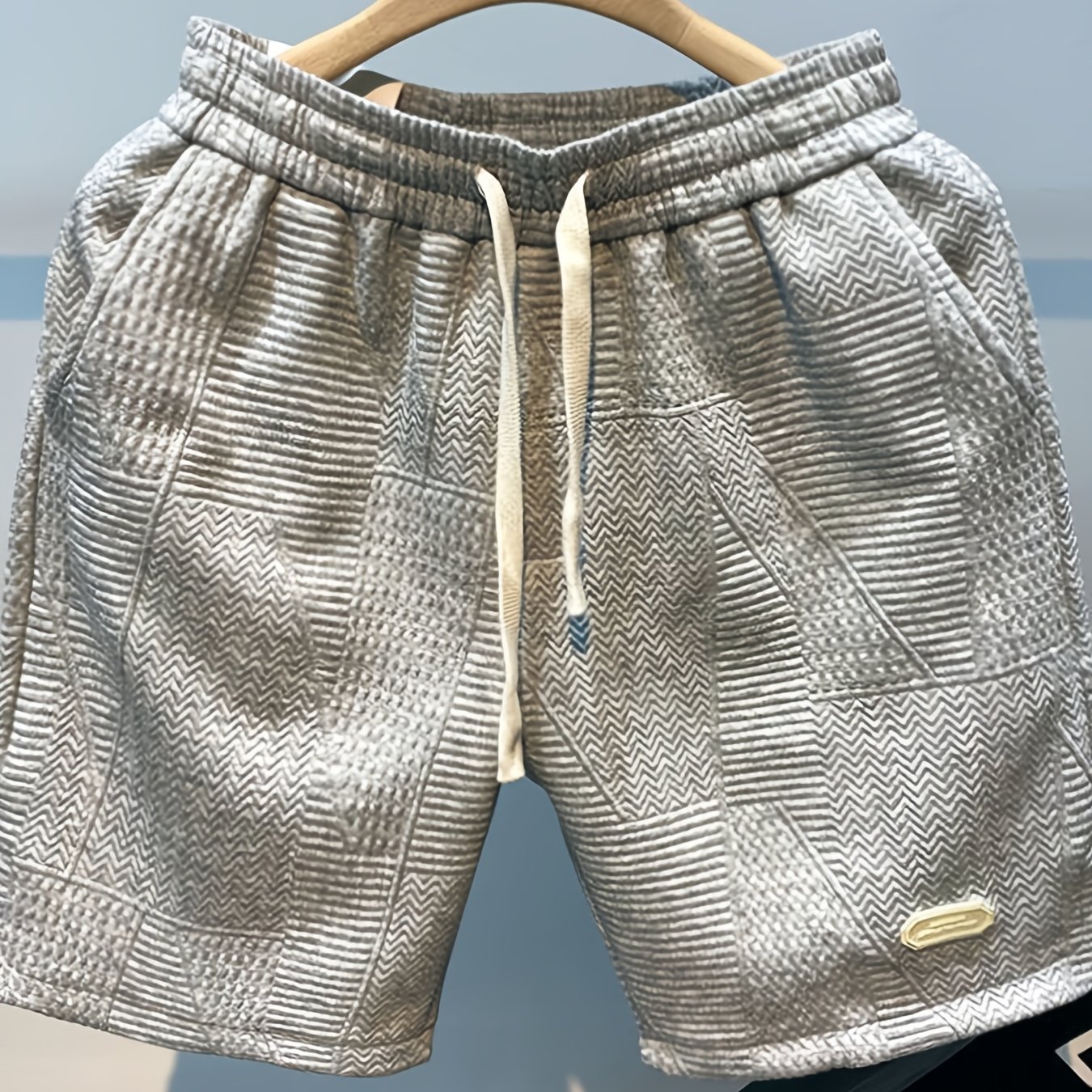 TEMU 【商品名】ウェーブ柄ショートパンツ 夏 カジュアル 五つ地 ビーチパンツ 香港スタイル ハイストリート スポーツ ストレートレッグ トラウザーズ