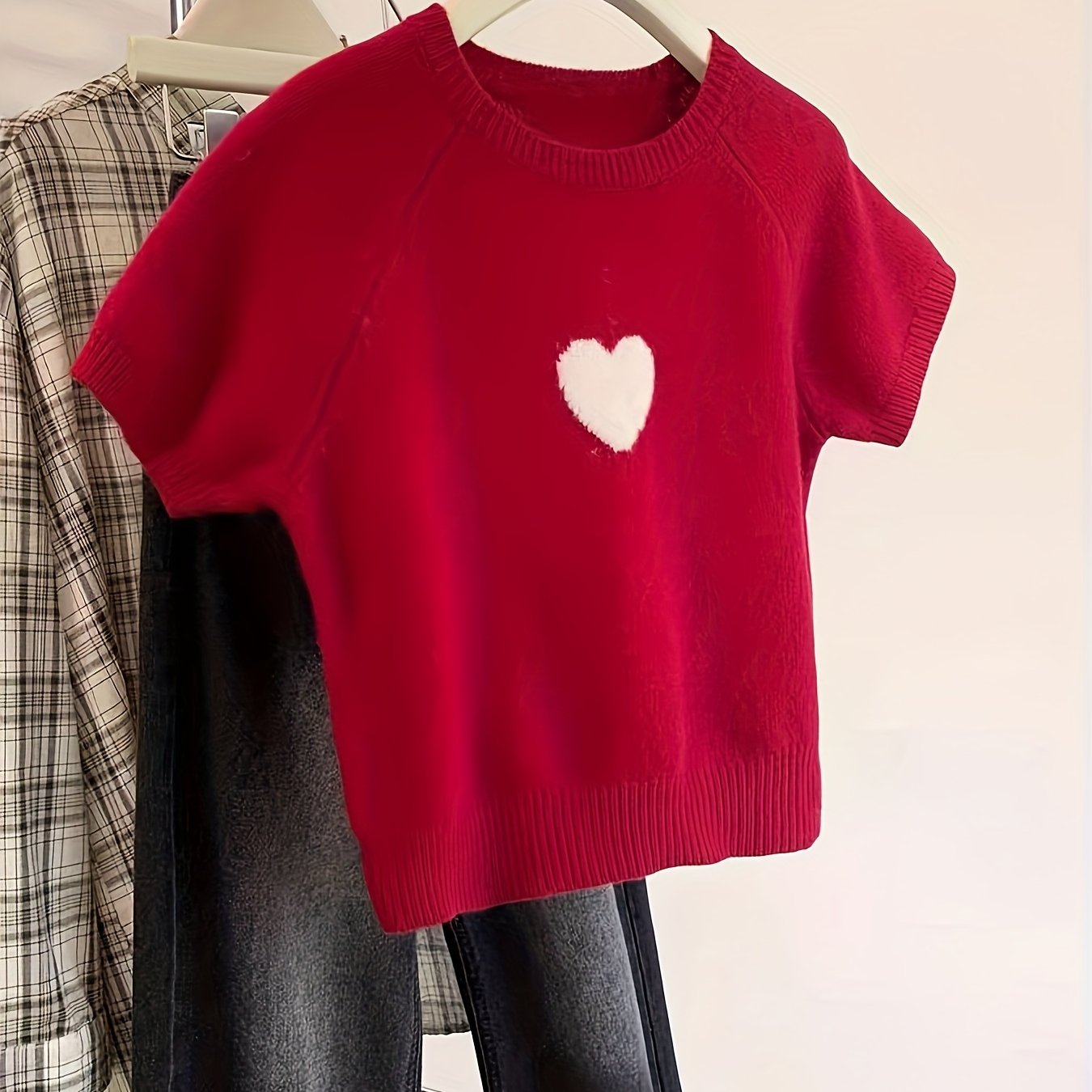 E-shop Liebe Kurzarm T-Shirt Damen Frühling Sommer Pullover Kurze Oberteil