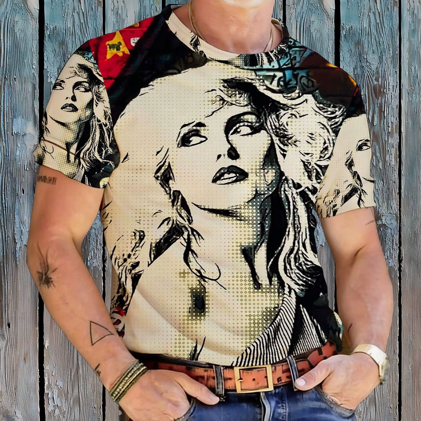 TEMU Men's Retro Pop Art T-shirt With 3d Halftone Graffiti Print - Lightweight Breathable Polyester Suitable For Casual Wear, Round Neck Short Sleeve