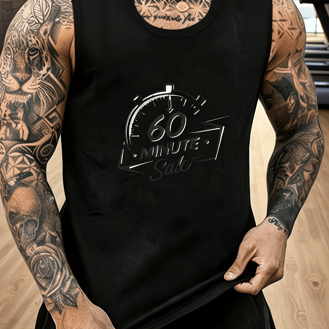 TEMU [printed Design - Not Textured] Men's Plus Size Vest, Plus Size